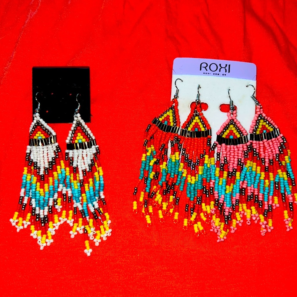 Beautiful & Colorful Beaded Earrings x3 Pair
